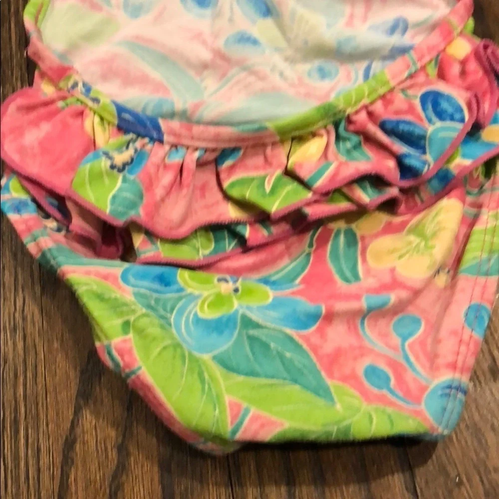 Ralph Lauren Vibrant Pink & Blue Floral Ruffled One-Piece Swim☀️ 24M
